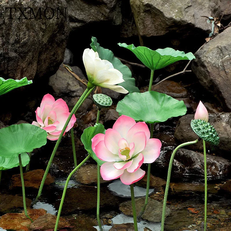 Simulation hand feel rubber lotus leaf fake flower single