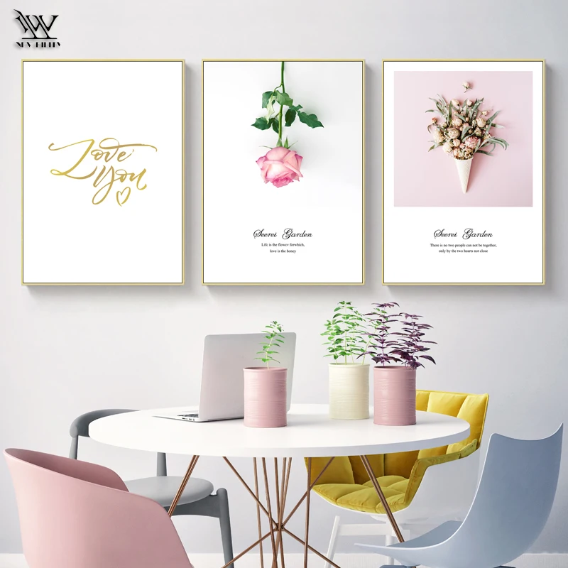 

NEWBILITY Modern Fashion Obrazy Painting Nodic Flower Spring Decoration Living room Wall Art Vintage Minimalist Bedroom Posters