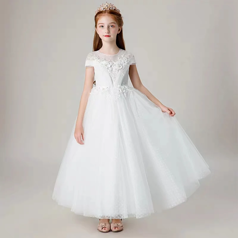 white style 5 Роскошное белое платье принцессы для девочек 3-14 лет на день рождения и свадьбу; длинное платье модельного шоу; праздничное платье на фортепиано - Цвет: white style 5
