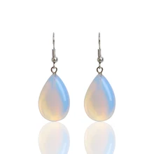 New Fashion Dangle Earrings Women Water Drop Shape Blue Fire Opal Natural Stone Pendants Drop Earrings for Women Jewelry