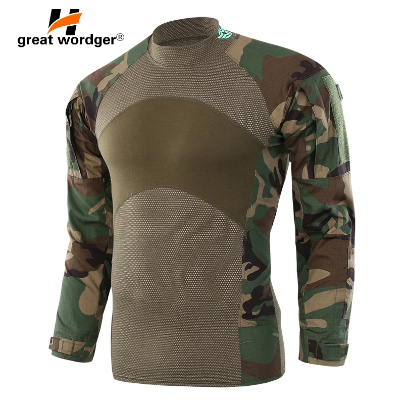 Men Army Tactical T shirt SWAT Soldiers Military Combat T Shirt Long