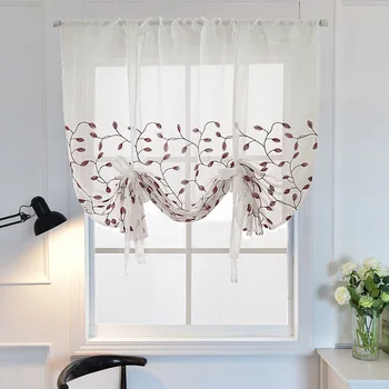 

Polyester Roman Curtain Light Semi-shading Embroidered Home Curtain Small Window Bay Window Bedroom Coffee Kitchen Curtain