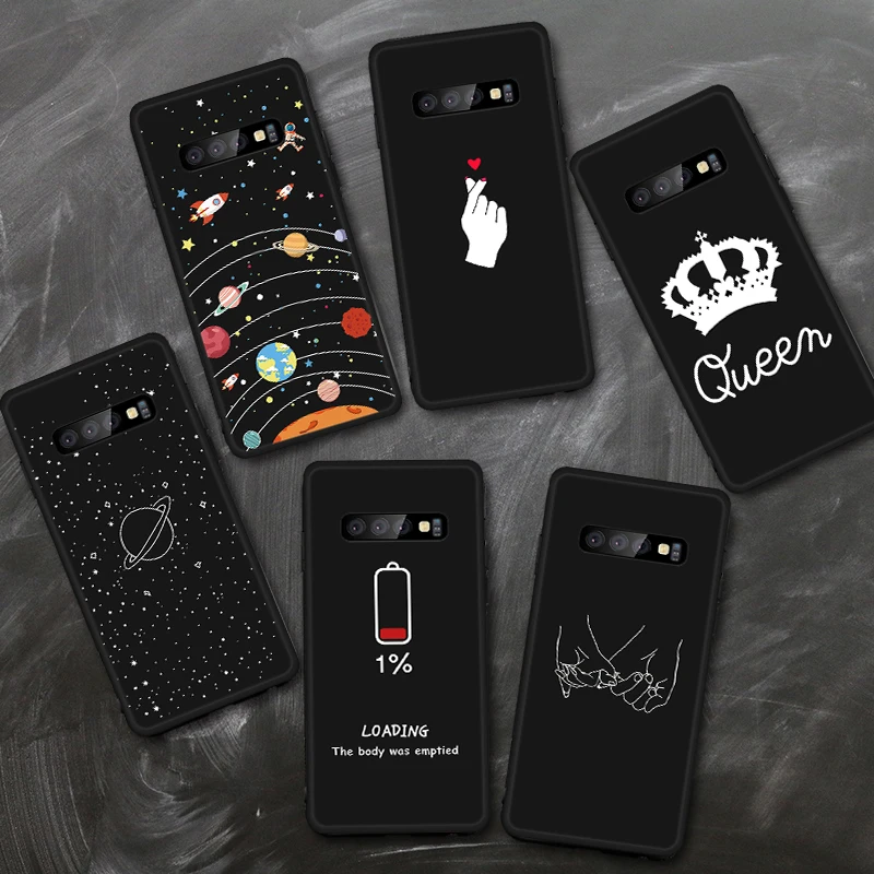 Черный чехол из ТПУ с рисунком для Samsung Galaxy S10E S10 S9 S8 Plus матовые силиконовые чехлы