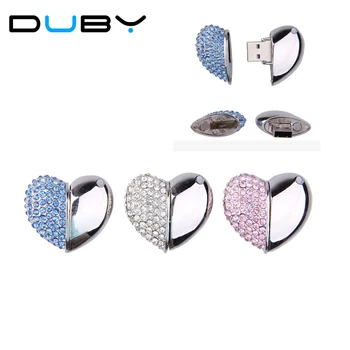 

Amthin U disk Mega Fabrica Crystal heart love pendrive 4G 8G 16G 32G 64G pen drive jewelry usb flash drive
