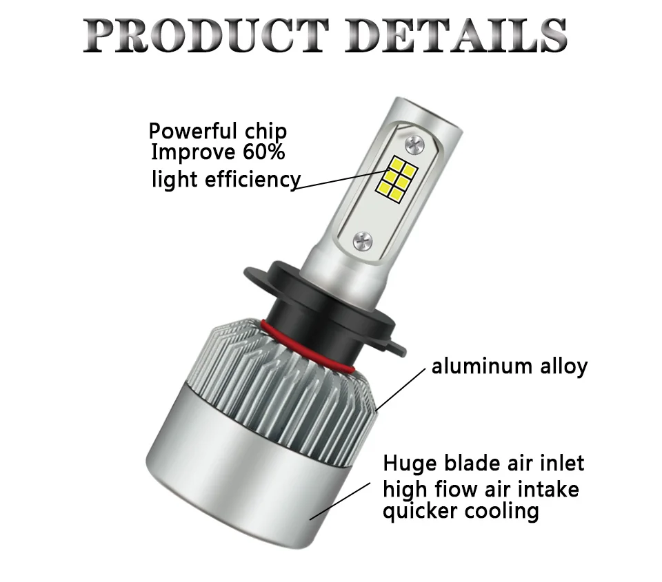 Kafulee фар автомобиля H7 светодиодный H4 H8 H11 H1 H3 H13 HB3 HB4 9005 9006 9007 S2 COB CSP 12 V 24 V 6000 K 72 W фары для 2PSC Автоматическая лампочка свет