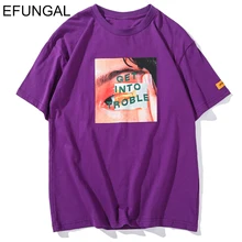 Мужская футболка с рисунком EFUNGAL Get Into Troble, лето, модные футболки в стиле хип-хоп из хлопка, повседневная мужская уличная одежда с коротким рукавом