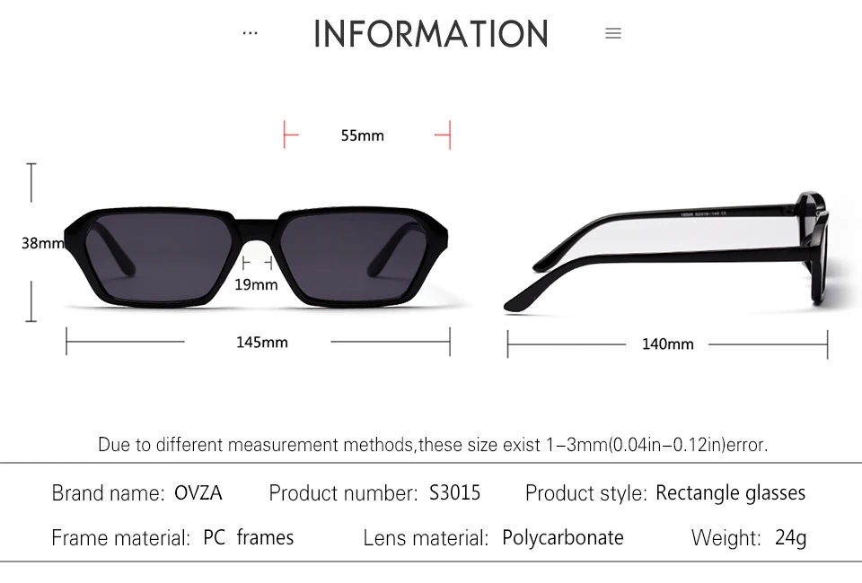 OVZA винтажные прямоугольные солнцезащитные очки мужские женские солнцезащитные очки в стиле ретро Модные узкие очки черные lentes de sol hombre S3015