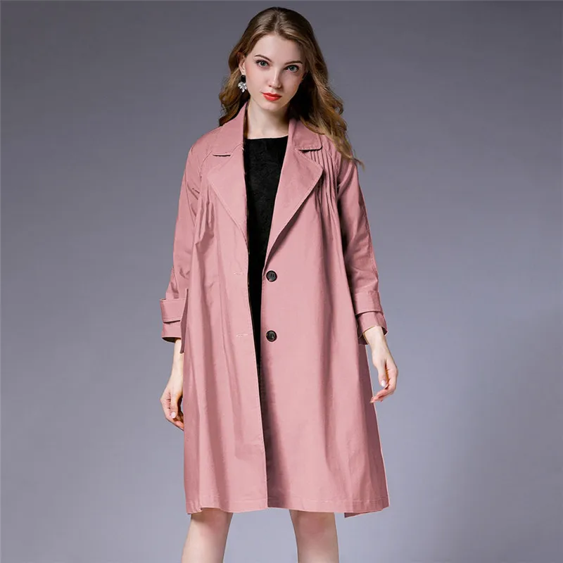 2019 spring Loose Plus Size Notched Full Sleeve Simple Fold Patchwork Thin Type Jacket New Fashion Female Coat Vestido YH145 2019 spring Loose Plus Size Notched Full Sleeve Simple Fold Patchwork Thin Type Jacket New Fashion Female Coat Vestido YH145