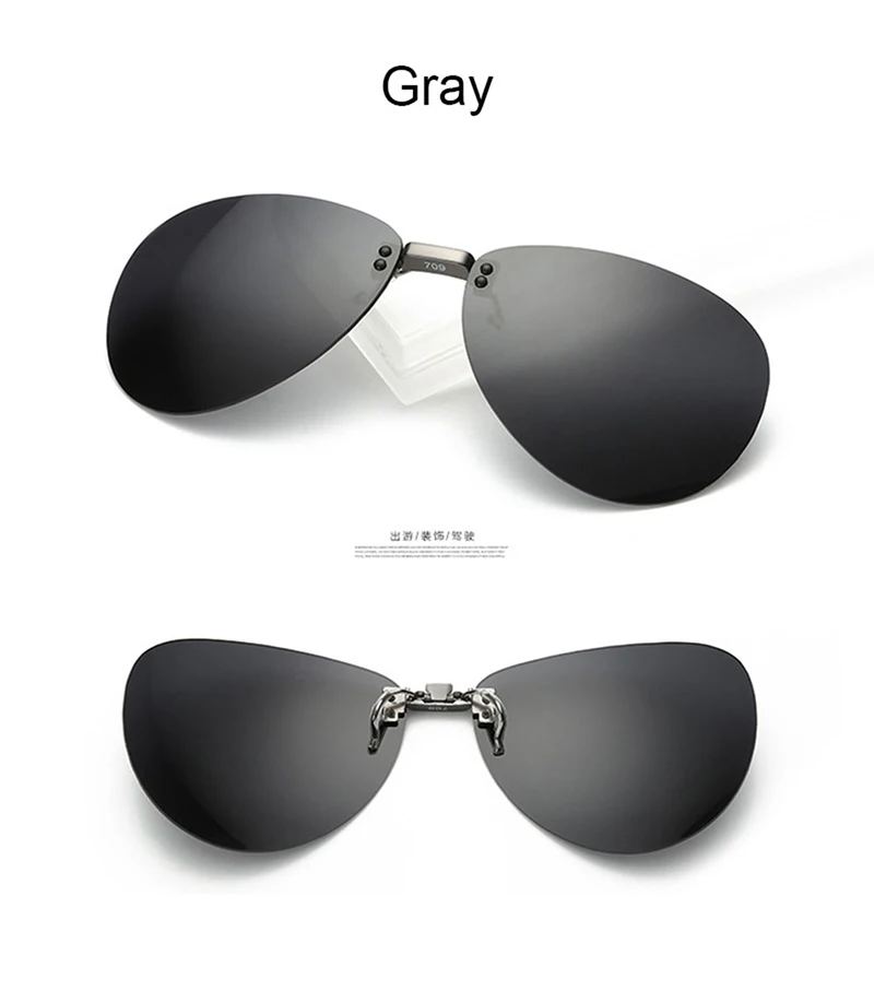 gray clip on sunglasses