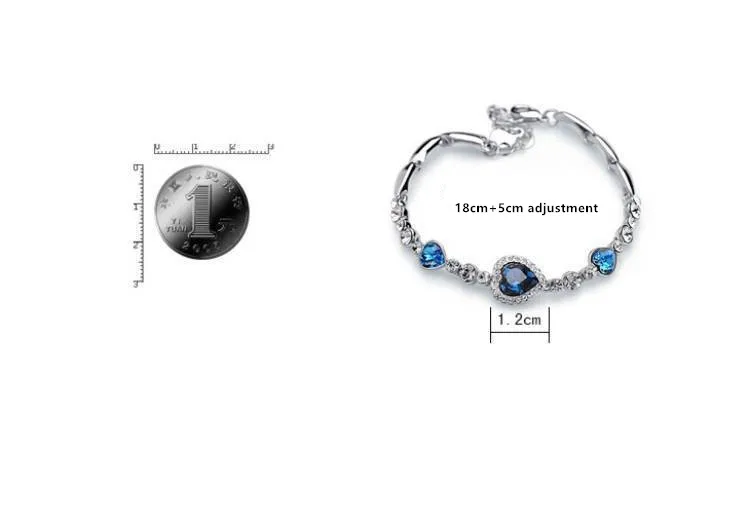 1 шт Океанский браслет сердце любовь сердце в форме сердца Циркон Кристалл браслет, подарки для девушки женщины