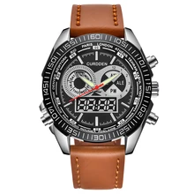 Горячая Роскошный бренд мужской хронограф часы модный кожаный браслет Двойное время водонепроницаемые цифровые наручные часы Relojes Lujo Marcas мужские