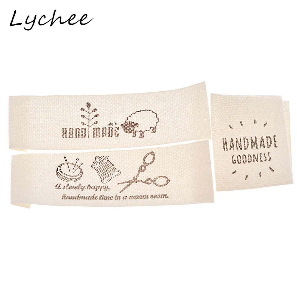 Lychee 50 шт. классические моющиеся хлопковые этикетки ручной работы DIY ремесло швейная сумка для одежды рукоделие печать шаблон метки
