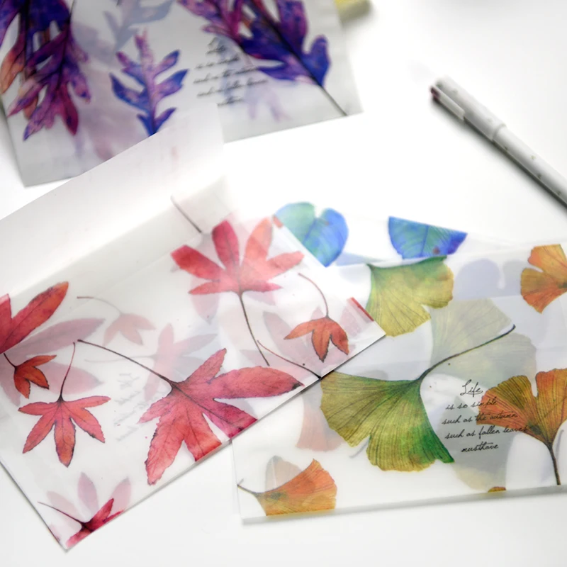 

4 pcs/lot Cute Leaf Paper Envelope Kawaii Sulfuric Paper Matte Translucent Envelopes Bag For Postcard Letter Stationery Gift