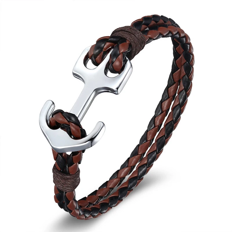 NIUYITID New Anchor Bracelets Men Charm PU Leather Braclet Friendship Bracelets for Women & Men Male Jewelry Gift  (4)