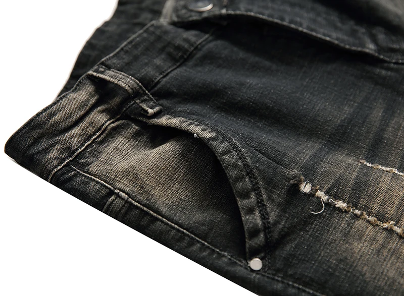Idopy модные Для мужчин s рваные байкерские дизайнерские джинсы Винтаж промытый, плиссированный джинсовые брюки бедра хип-хоп джинсы