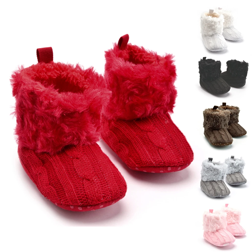 Зимние сапоги для новорожденных; Детская плюшевая зимняя обувь; кроше вязаный флисовый; детская обувь для мальчиков и девочек