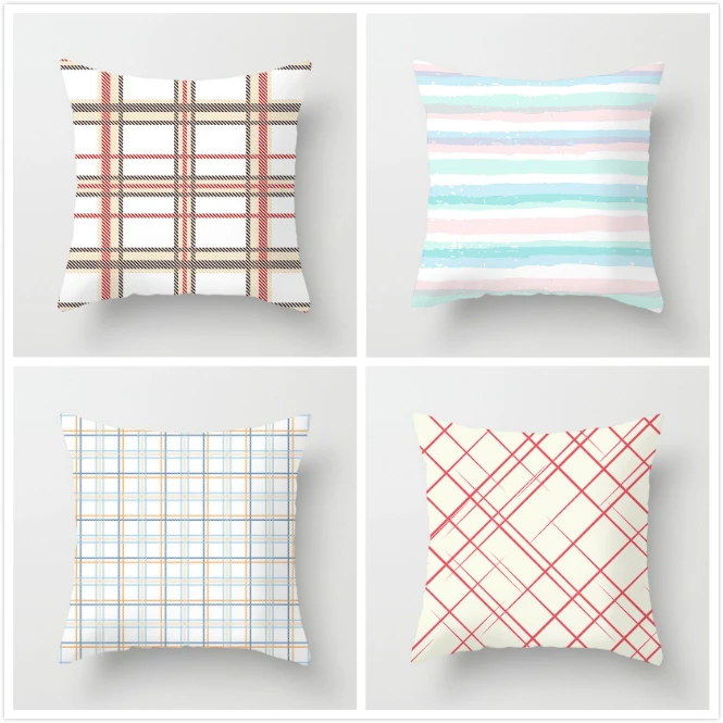 

Fuwatacchi Color Pink Stitching Pillow Case Cute Geometric Printed Cushion Cover For Sofa Home Car Decoration Pillowcases 2019