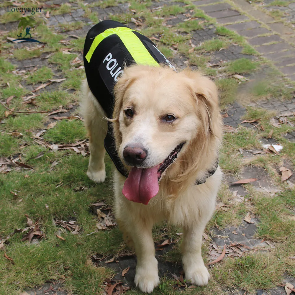 Lovoyager, уличная одежда для домашних животных, сетчатый защитный поводок для собак, регулируемый светоотражающий жилет для полицейской собаки, черный, S/M/L/XL