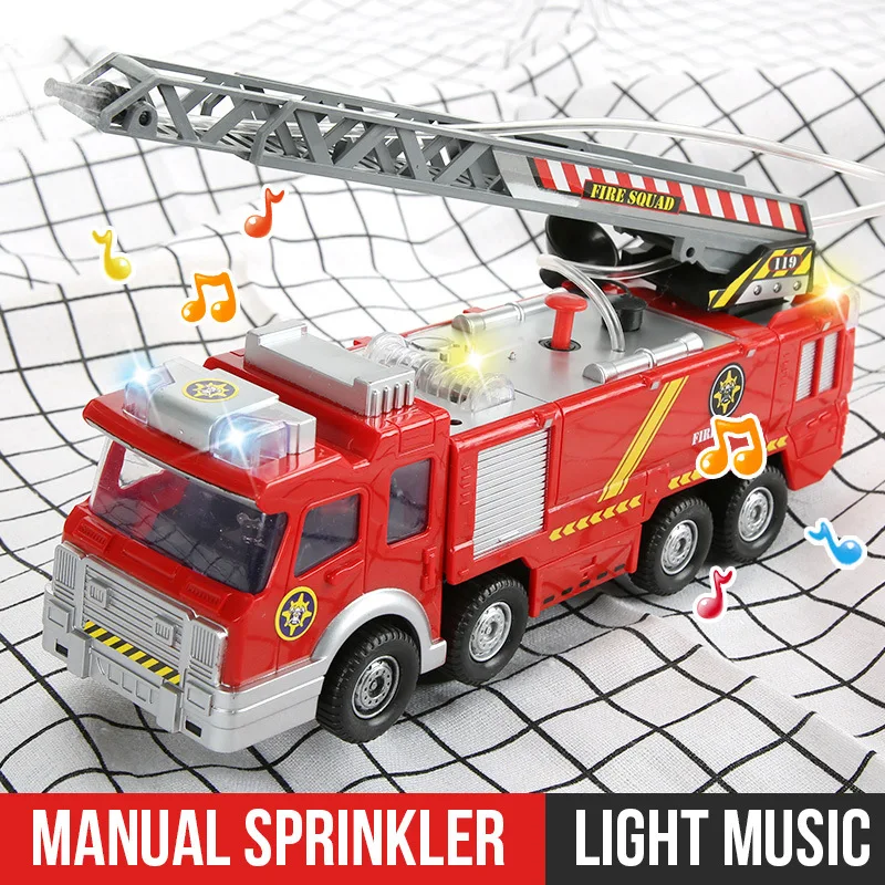 

Electric Musical Fire Truck Car Toys Sounds Light Universal Water Spray Fire Fighting Vehicle Educational Toy For Children Kids