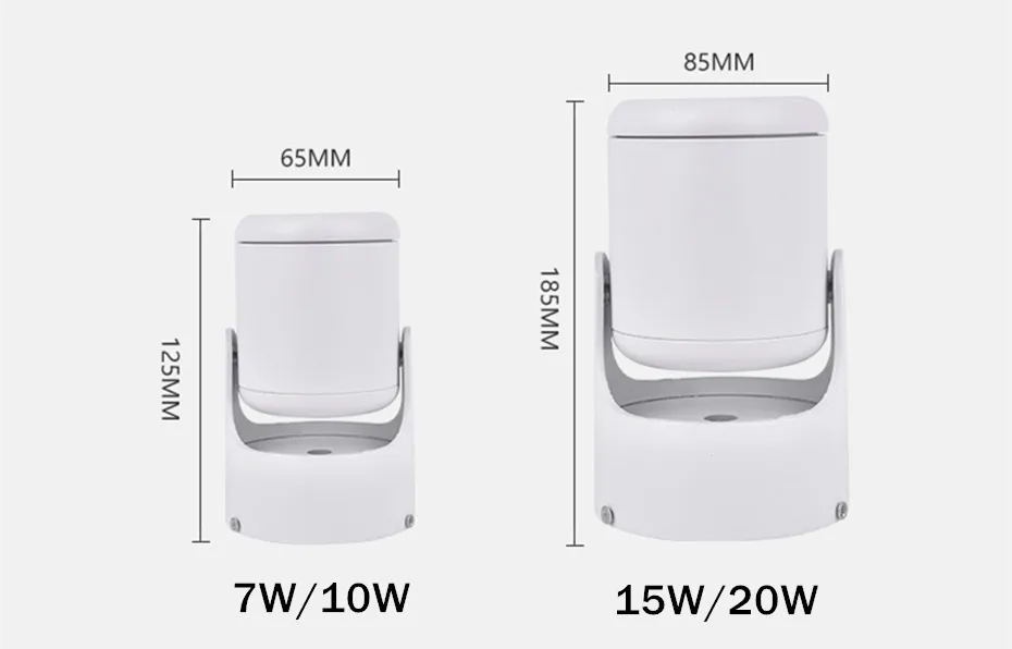 Светодиодный потолочный светильник на 180 градусов, регулируемый Точечный светильник 20 Вт/15 Вт/10 Вт/7 Вт, Светодиодный точечный светильник для помещений, светодиодный светильник