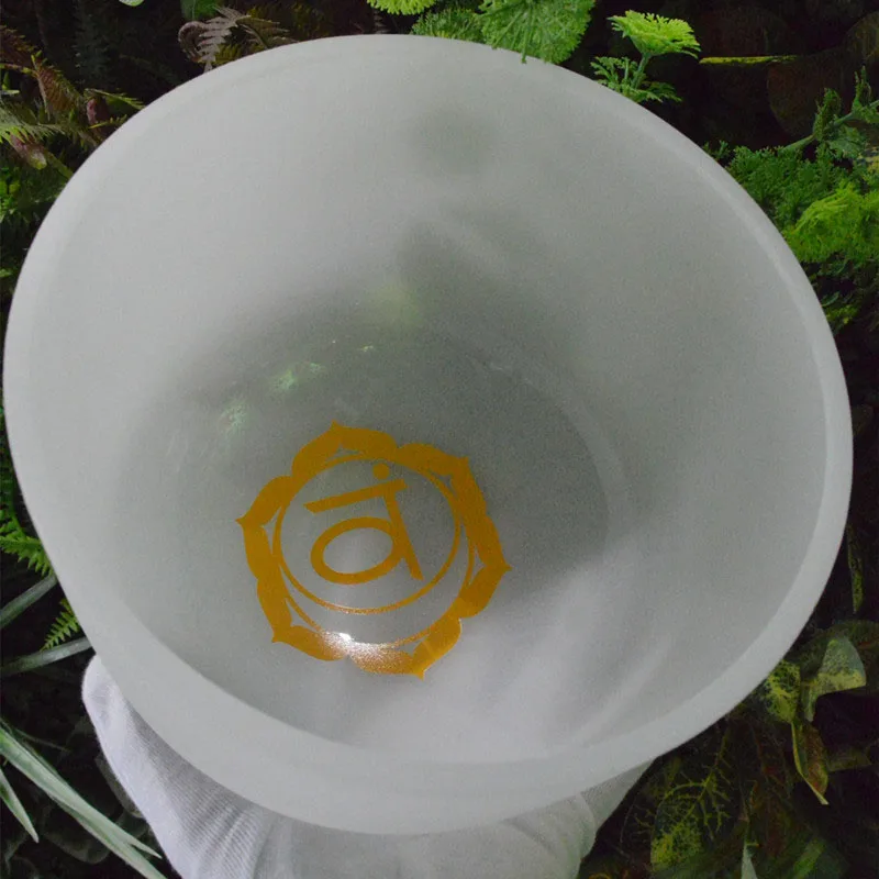 

HF 12 inches Painted Singing Chakra Symbol Frosted Bowl Any Note CDEFGABC# Customizable For Yoga With Bag