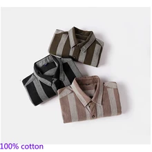 Новое поступление, мужские рубашки, хлопок, рукав, полный квадратный воротник, формальная рубашка, саржа, обычная, в полоску, размер S-3XL