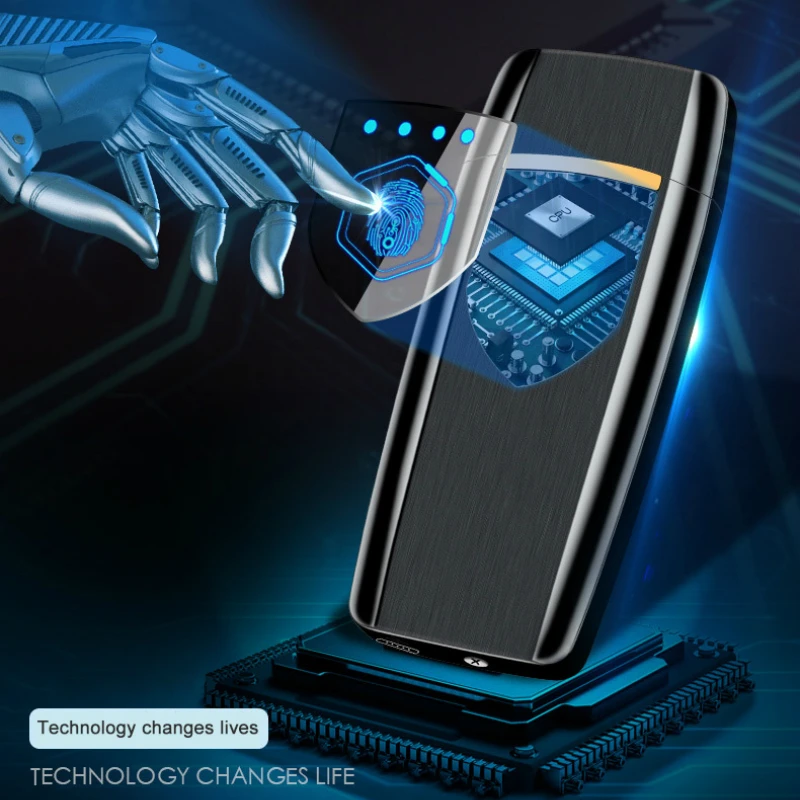 Ультра тонкая перезаряжаемая USB Зажигалка LED сенсорный экран электрическая