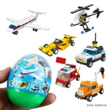 Blocs d'œufs d'avion et de voiture pour enfants, 6 œufs/lot, jouets créatifs, cadeau d'anniversaire ou de noël, 6501, 6506