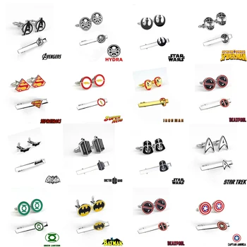 

HEYu Jewelry Movie Star Wars/Avenger 4/ Flash/Hadra/Iron Man/Batman Cufflinks Men Tie Clips Decoration