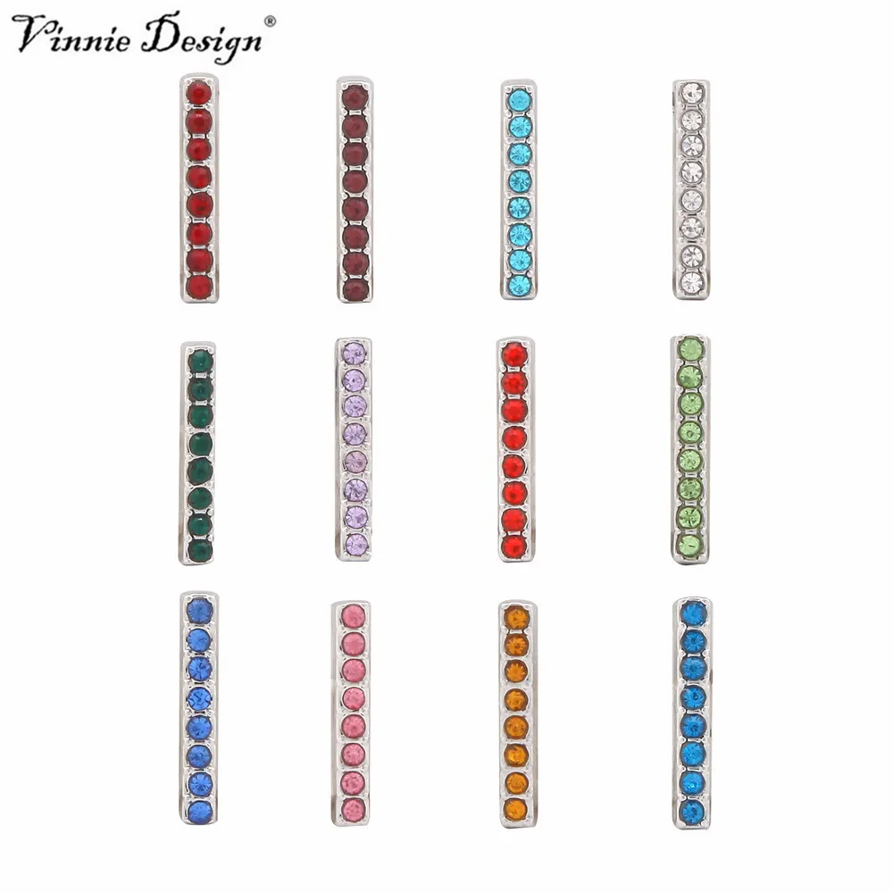 

Vinnie Design Jewelry 12 Birthstone Slide Charms fit on Keeper Bracelet Keys for Wrap Bracelets 12pcs/set