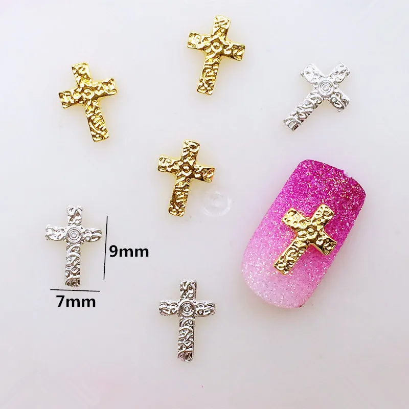 

50pcs/pack Japan 3D Nail art Decorations Metal Alloy Kawaii Cross Nail Parts Nail Accessories DIY Charm Nail Supplis Deco Parts