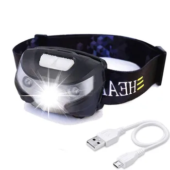 

LED Rechargeable Running Headlamp Waterproof Body Motion Sensor LED Headlamp Camping Flashlight Head Light Torch Lamp With USB
