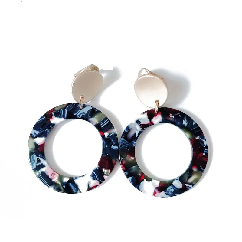 

Free Shipping Mixed Color Round Resin Elegant Sweet Clip Earring