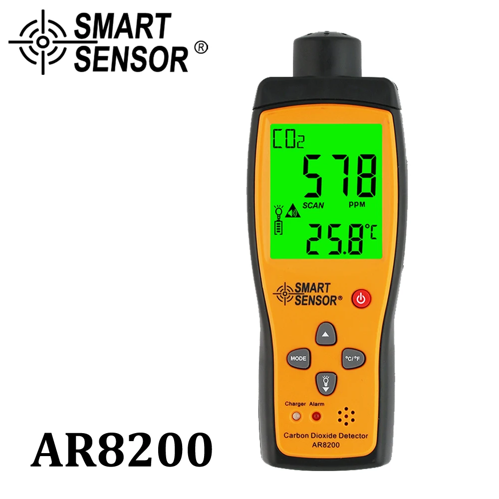 Professional Gas Analyzer CO2 Meter Monitor Gas Detector Carbon Dioxide Detector Indoor Air Quality Monitor CO2 Tester AR8200