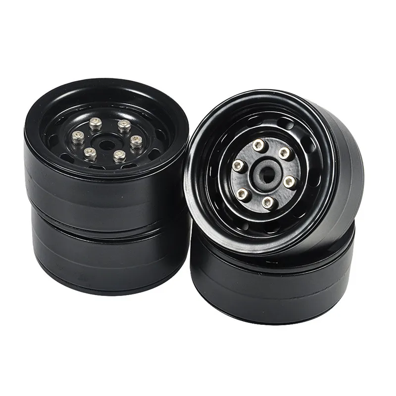 Black Heavy Duty Alloy 1.9 Beadlock Wheel Rims for RC TRX-4 Axial SCX10 D90 #54