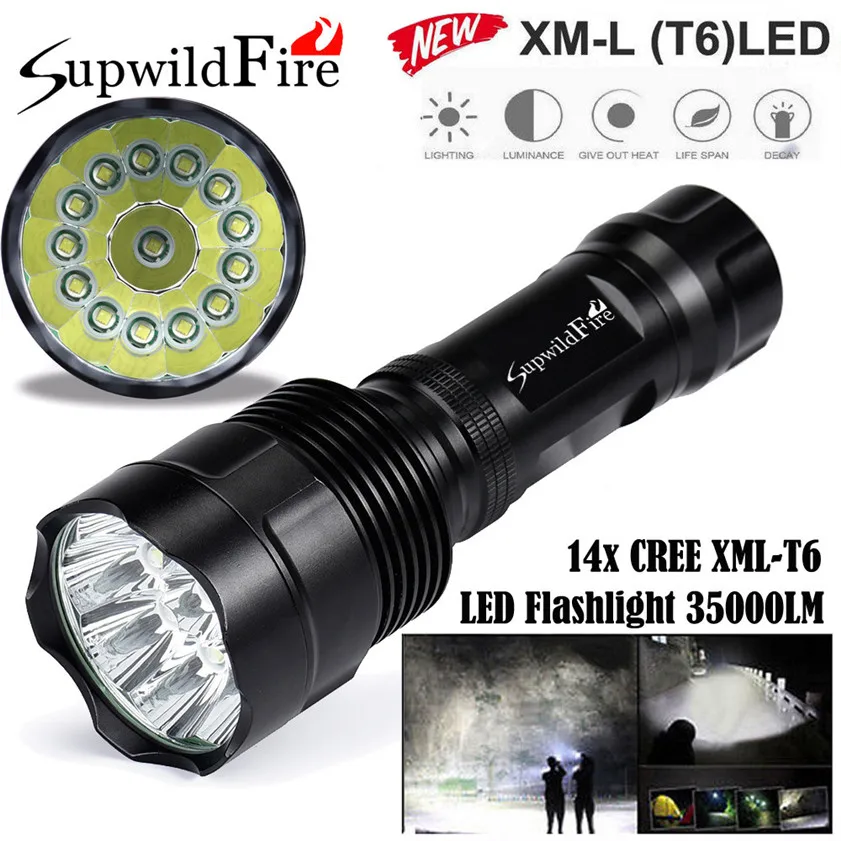 Супер яркий 35000Lm 14x CREE XML T6 светодиодный 5 режимов 18650 вспышка светильник фонарь