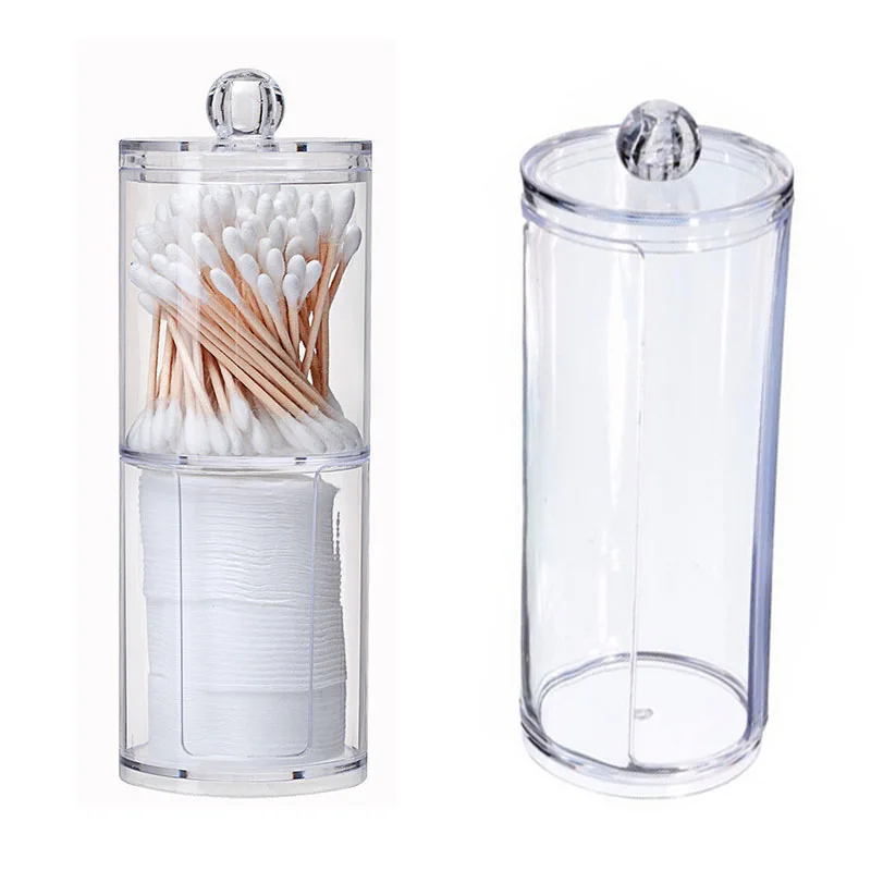  XUNZHE Storage Box Double layer Clear Acrylic Storage Box Holder Transparent Cotton Swabs Stick Cos
