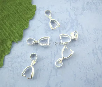 

100Pcs Silver Plated Pinch Clip Bail Beads In Jewelry Connectors Findings Charms Wholesales 7x17mm