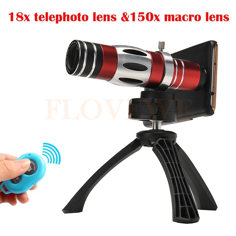 

2017 Newest Phone Camera Lentes Kit 18X Telescope Telephoto Lenses 150X Zoom Macro Lens Tripod Case For iPhone 6 s 7 Plus 4 5 s