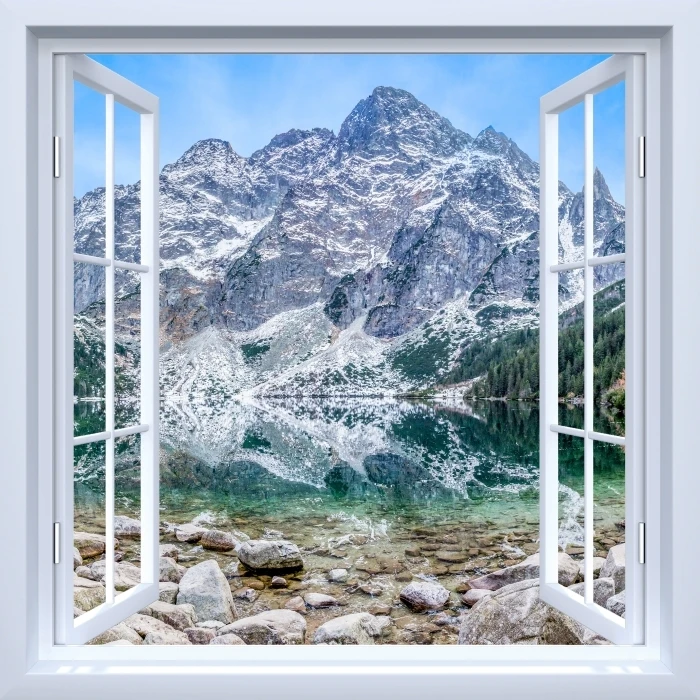 3D Outside Window Snow Mountain Wall Stickers Decals Mural Home Room Decor 