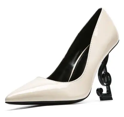 Hot Selling Musical Notation Design Heels Woman Shoe Black Patent Leather Pointed toe High Heel Shoe 2019 Strange Heel Pumps Hot Selling Musical Notation Design Heels Woman Shoe Black Patent Leather Pointed toe High Heel Shoe 2019 Strange Heel Pumps