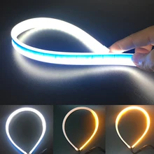2 pz/lotto 60 cm Luce di Striscia del LED 12 v Flessibile DRL Del Faro Striscia Sottile di Segnale di Girata Luce del Giorno Ambra Che Scorre di giorno Corsa e Jogging Luci