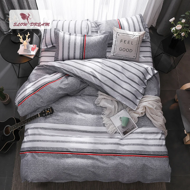 SlowDream полосатый постельное белье 3/4 шт Decor домашний текстиль покрывало простыня