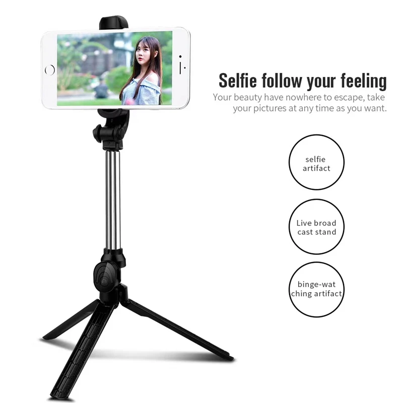 

2 IN 1 Wireless Bluetooth Selfie Sticks With Tripod Stand 360 Rotate Button Remote Control Selfiestick For IPhone Android Phones