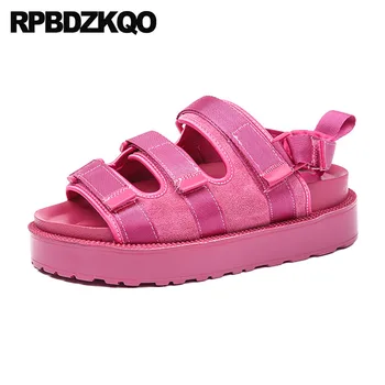 

Strappy Platform Pumps Wedge Peep Toe 2018 Vintage Gladiator Sandals Heels Flatform Pink Strap Women Shoes Slingback Roman High