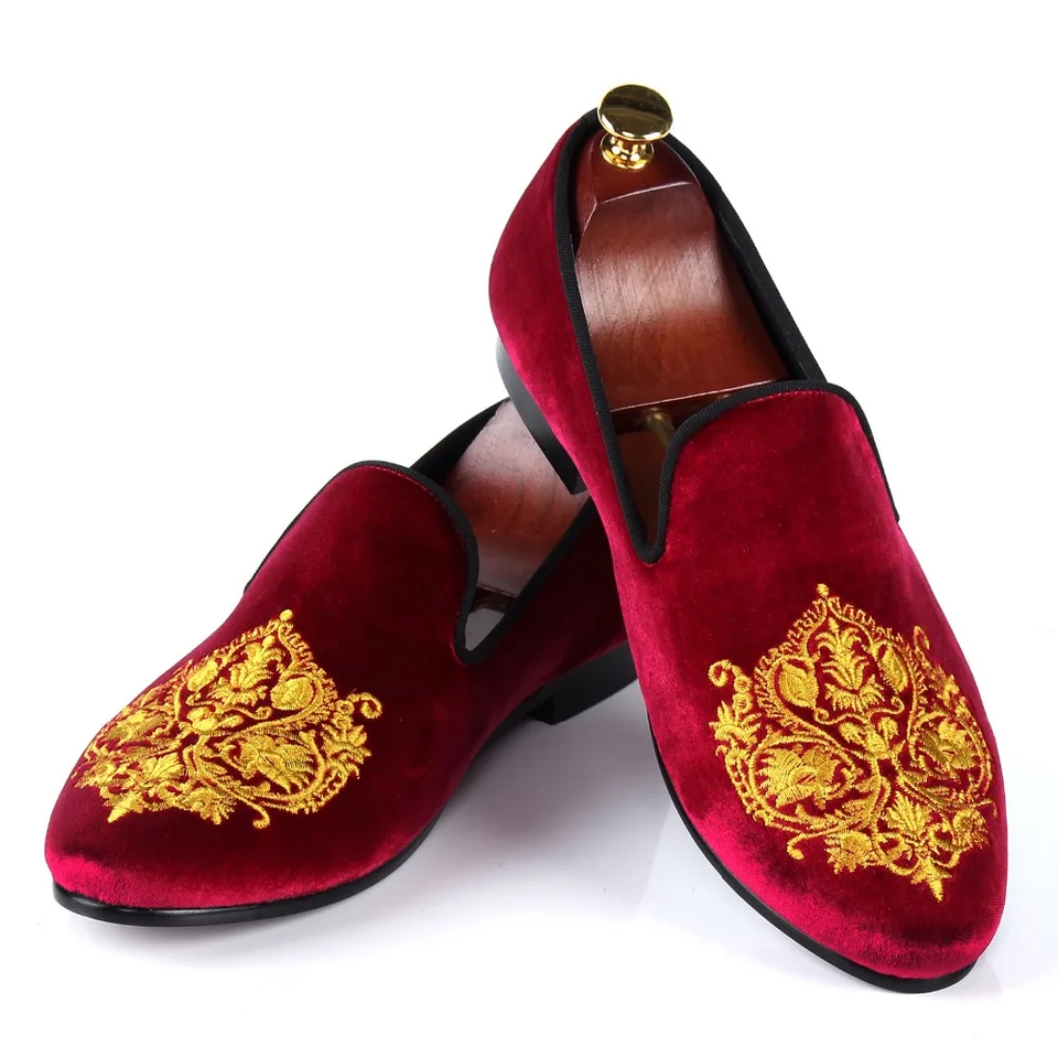 burgundy and gold loafers mens