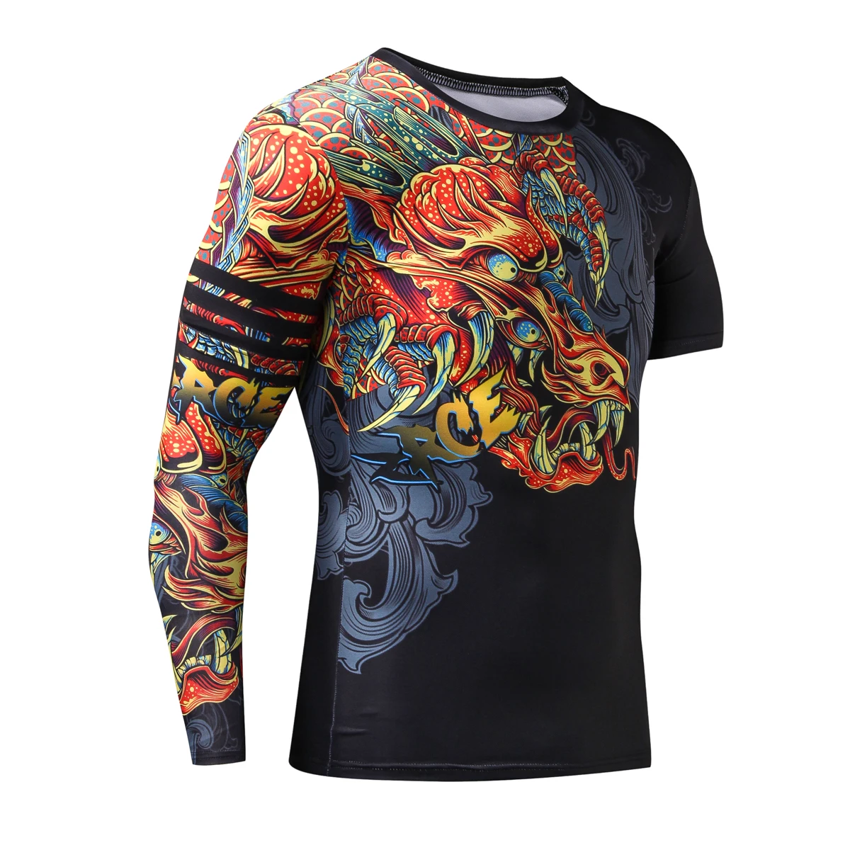 Компрессионная футболка в китайском стиле, Забавные футболки с драконом, брендовая одежда, футболка с 3D рисунком, Футболка с рукавами, мужские футболки для тренировок