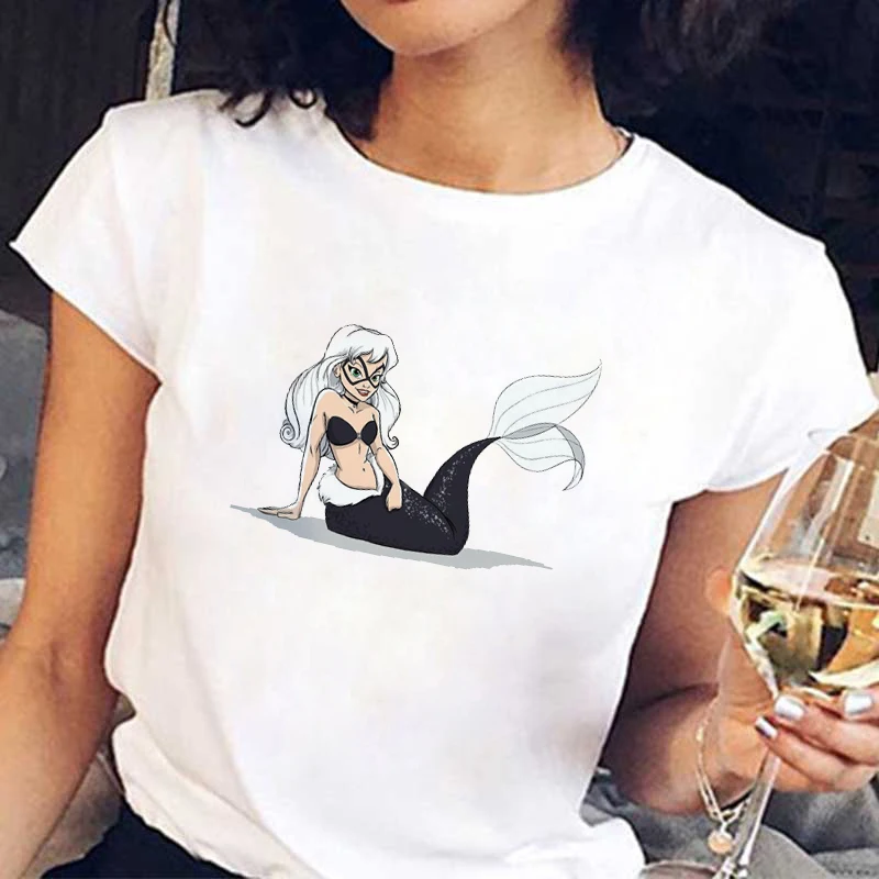 

WVIOCE New Fashion Women T Shirt Harajuku Cartoon Princess Printed Korean T-shirt Funny Tshirt Graphic Top Female Tees