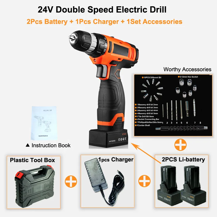 12V 16,8 V 24V Водонепроницаемая аккумуляторная литиевая батарея многофункциональная отвертка электрическая дрель - Цвет: 24V 2PCS Battery Box