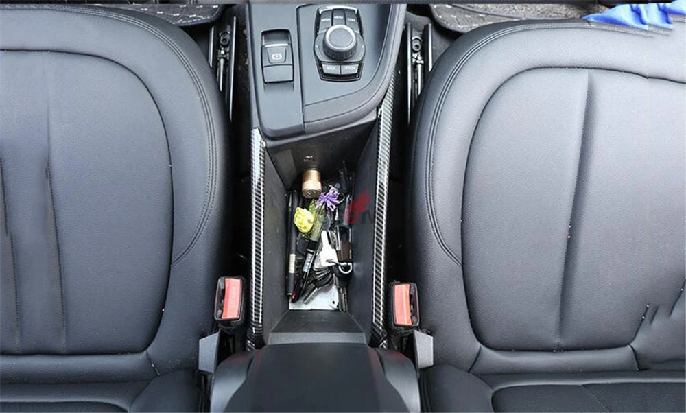 Для BMW X1 F48- автомобильный центральный подлокотник коробка полоса губы украшение отделка ABS Карбон вид/серебро LHD